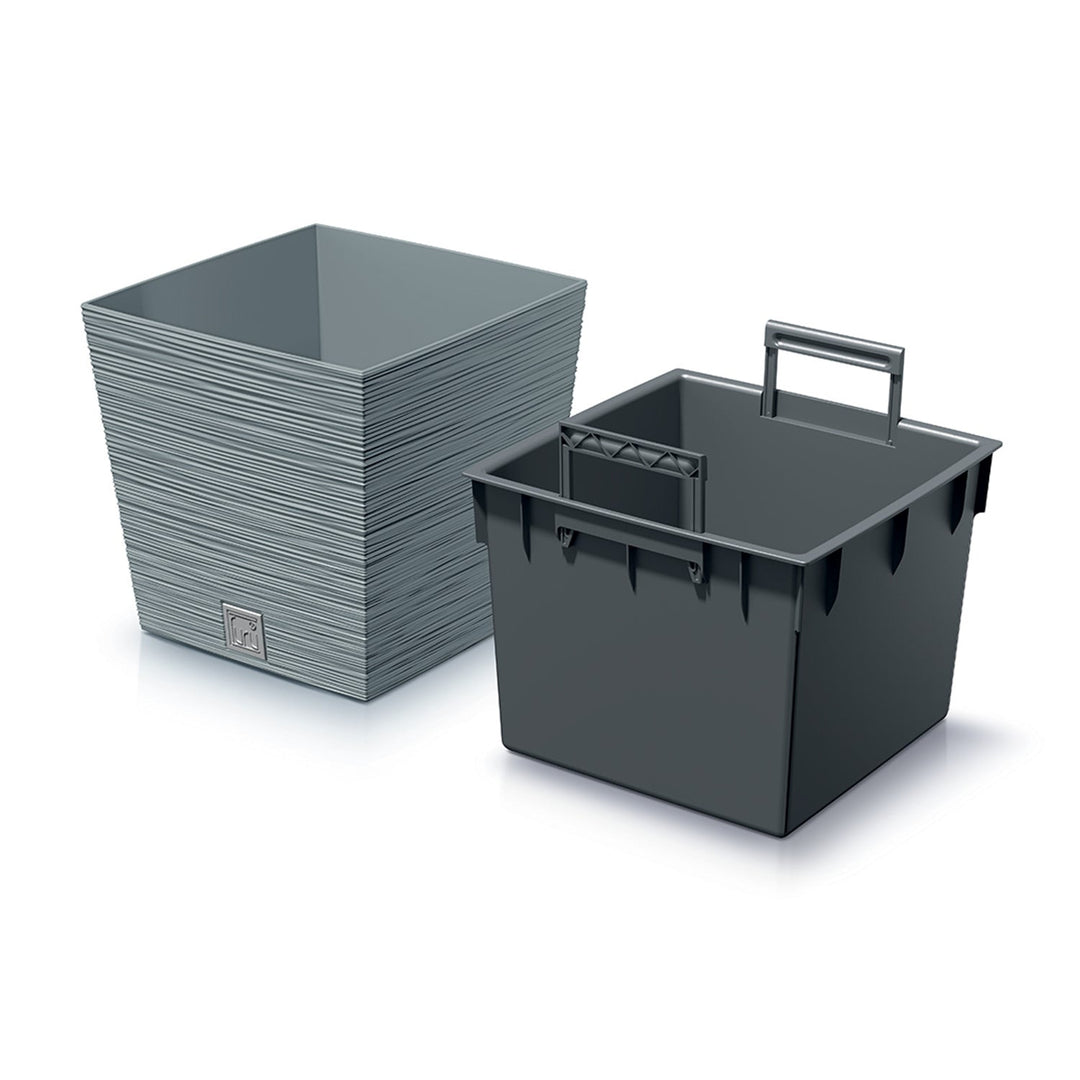Prosperplast Furu Square Low insert flower pot DFS300-422U - color concrete (gray)