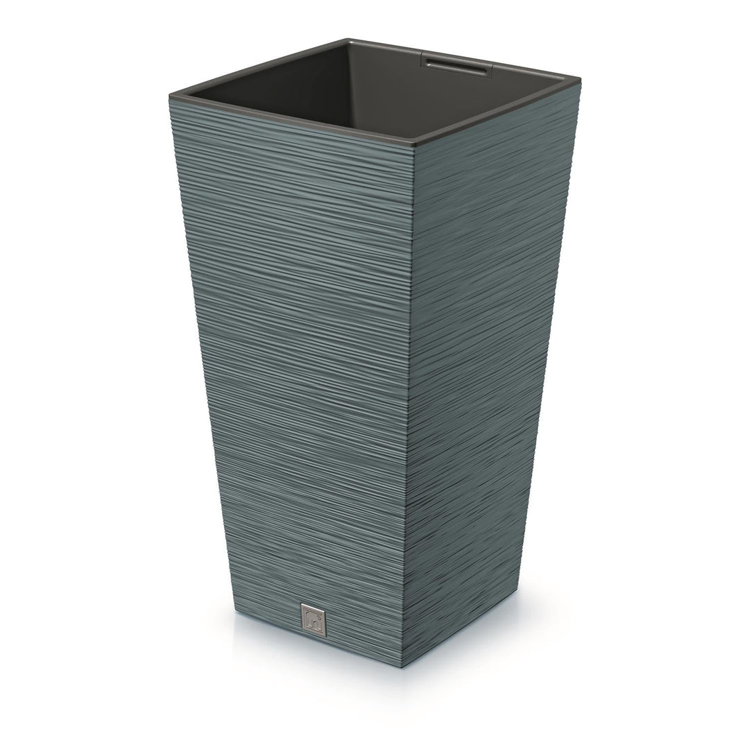 Prosperplast DFSH240-5415C Tall Planter Flower Pot with Insert 19L Scandinavian Blue Colour 24x24x45cm Indoor Outdoor Garden Home Patio Balcony Weatherproof