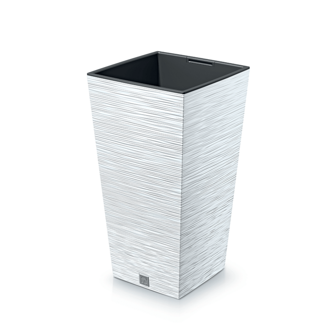 Prosperplast Furu Square flower pot with insert DFSH350-S449 - white color