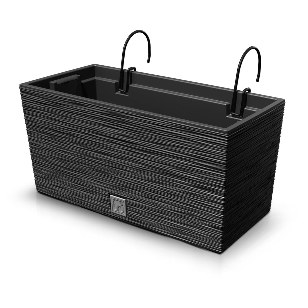 Prosperplast 2in1 Flower Pot Insert Balcony Box 8L Metal Hooks Planter Weatherproof Rectangular