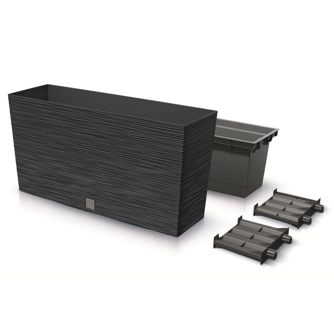 Prosperplast DFC800M-S433 Furu Case Middle Planter with Insert Plant Trough Flower Pot Indoor Outdoor 77x23.5x41cm Anthracite Black