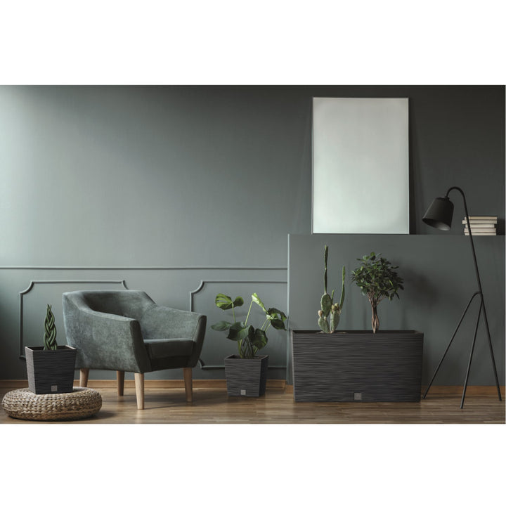 Prosperplast DFC800M-S433 Furu Case Middle Planter with Insert Plant Trough Flower Pot Indoor Outdoor 77x23.5x41cm Anthracite Black