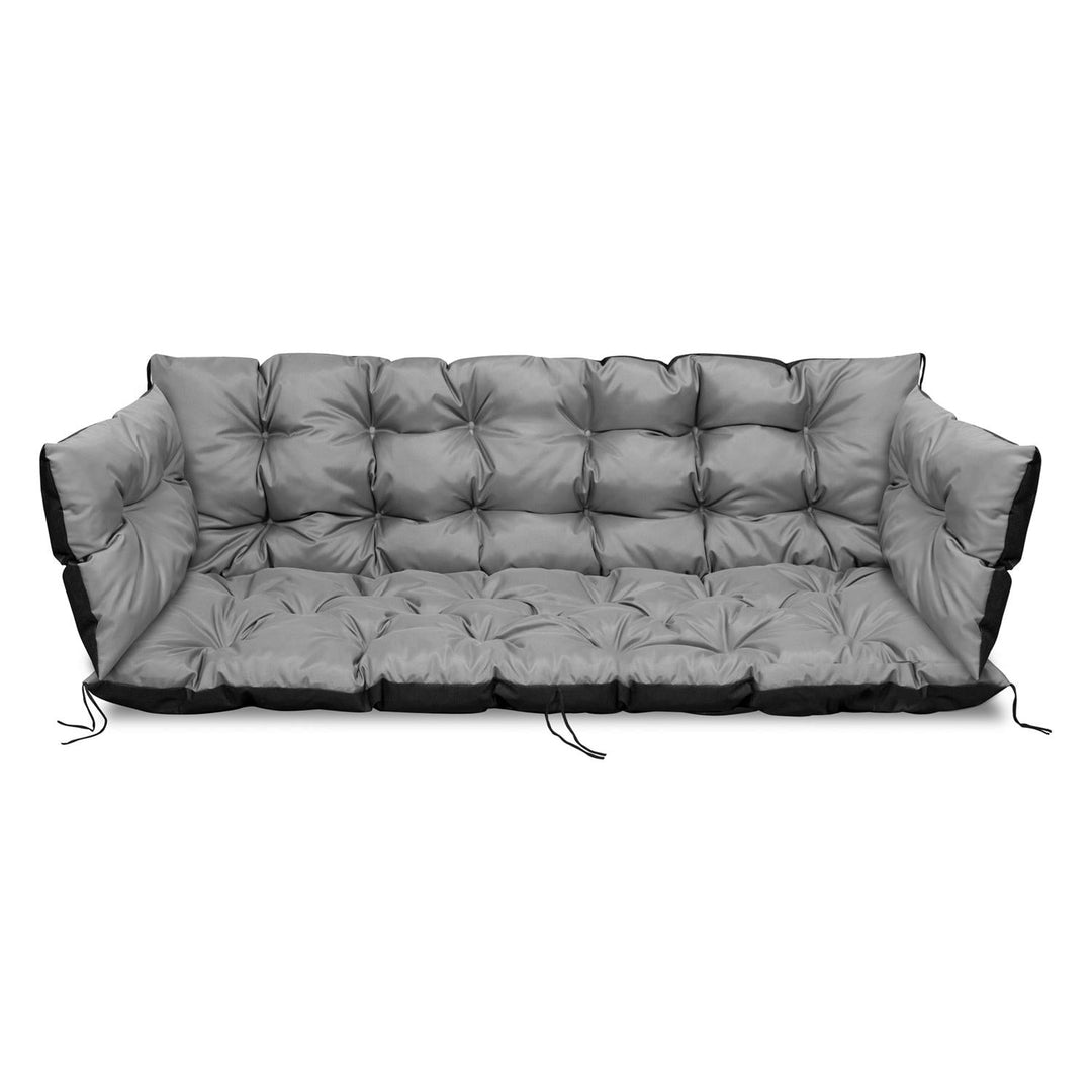 Quilted Garden Bench Pillow Waterproof 100x60x50 with Side Cushions 42x42 cm 1+2 3-Piece Set Grey