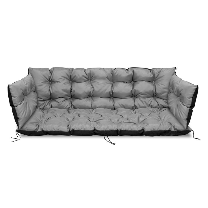 Quilted Garden Bench Pillow Waterproof 100x60x50 with Side Cushions 42x42 cm 1+2 3-Piece Set Grey