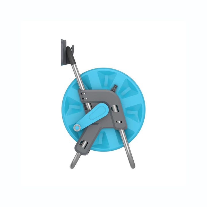 Cellfast ALUPLUS Garden Hose Stand with Wall Mount Rubber Handle Corrosion Resistant Convenient Transport Fits 45m 1/2' Hose