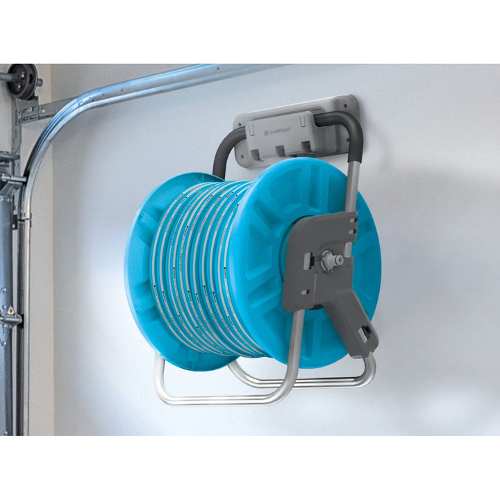Cellfast ALUPLUS Garden Hose Stand with Wall Mount Rubber Handle Corrosion Resistant Convenient Transport Fits 45m 1/2' Hose