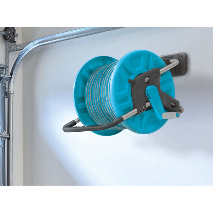 Cellfast ALUPLUS Garden Hose Stand with Wall Mount Rubber Handle Corrosion Resistant Convenient Transport Fits 45m 1/2' Hose
