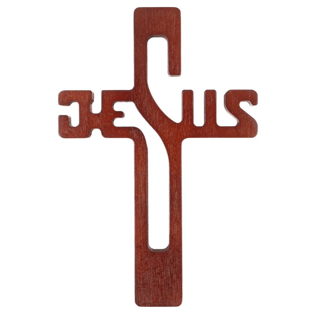 Wooden cross hanging inscription JESUS brown 30x20x1.8cm