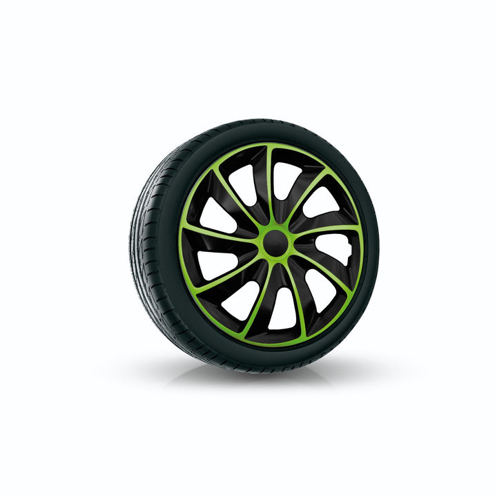 NRM Quad Bicolor Wheel Covers Hubcaps 16" Set 4PCS ABS Green Universal 16 in Weather Resistant UK