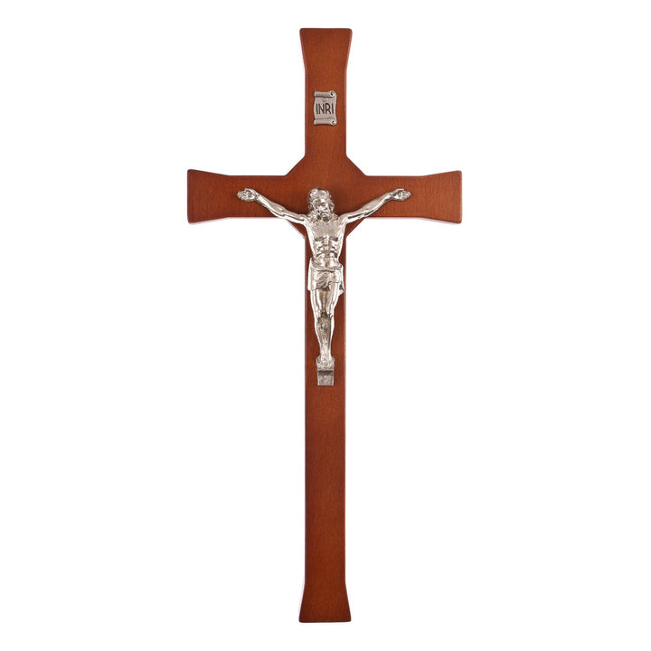 Wall Hanging Cross Christian Beech Wood Jesus Crucifix Passion Prayer 30x14x1.8cm