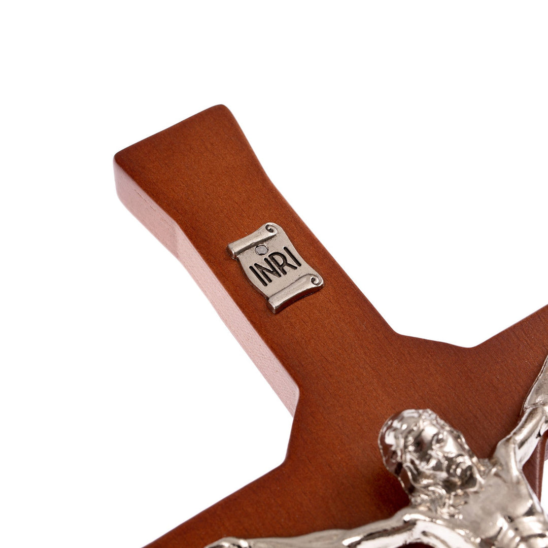 Wall Hanging Cross Christian Beech Wood Jesus Crucifix Passion Prayer 30x14x1.8cm