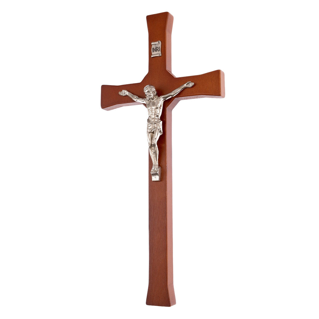 Wall Hanging Cross Christian Beech Wood Jesus Crucifix Passion Prayer 30x14x1.8cm