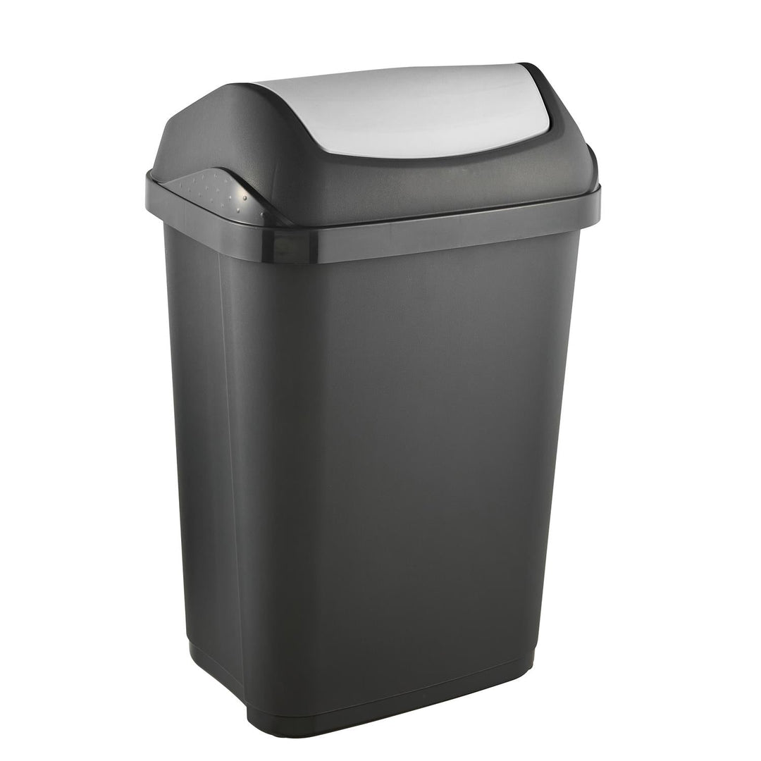 Keeeper Swantje 25L Waste Bin with Swing Lid Flap Trash Can Dustbin Home Indoor Graphite Grey Universal Hinged Lidded