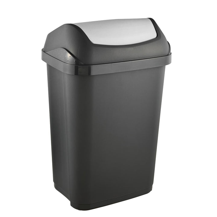 Keeeper Swantje 25L Waste Bin with Swing Lid Flap Trash Can Dustbin Home Indoor Graphite Grey Universal Hinged Lidded