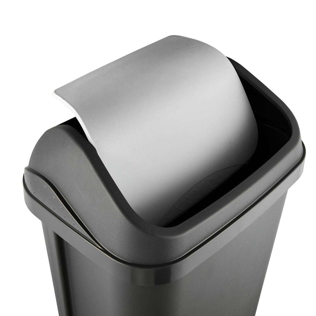 Keeeper Swantje 25L Waste Bin with Swing Lid Flap Trash Can Dustbin Home Indoor Graphite Grey Universal Hinged Lidded