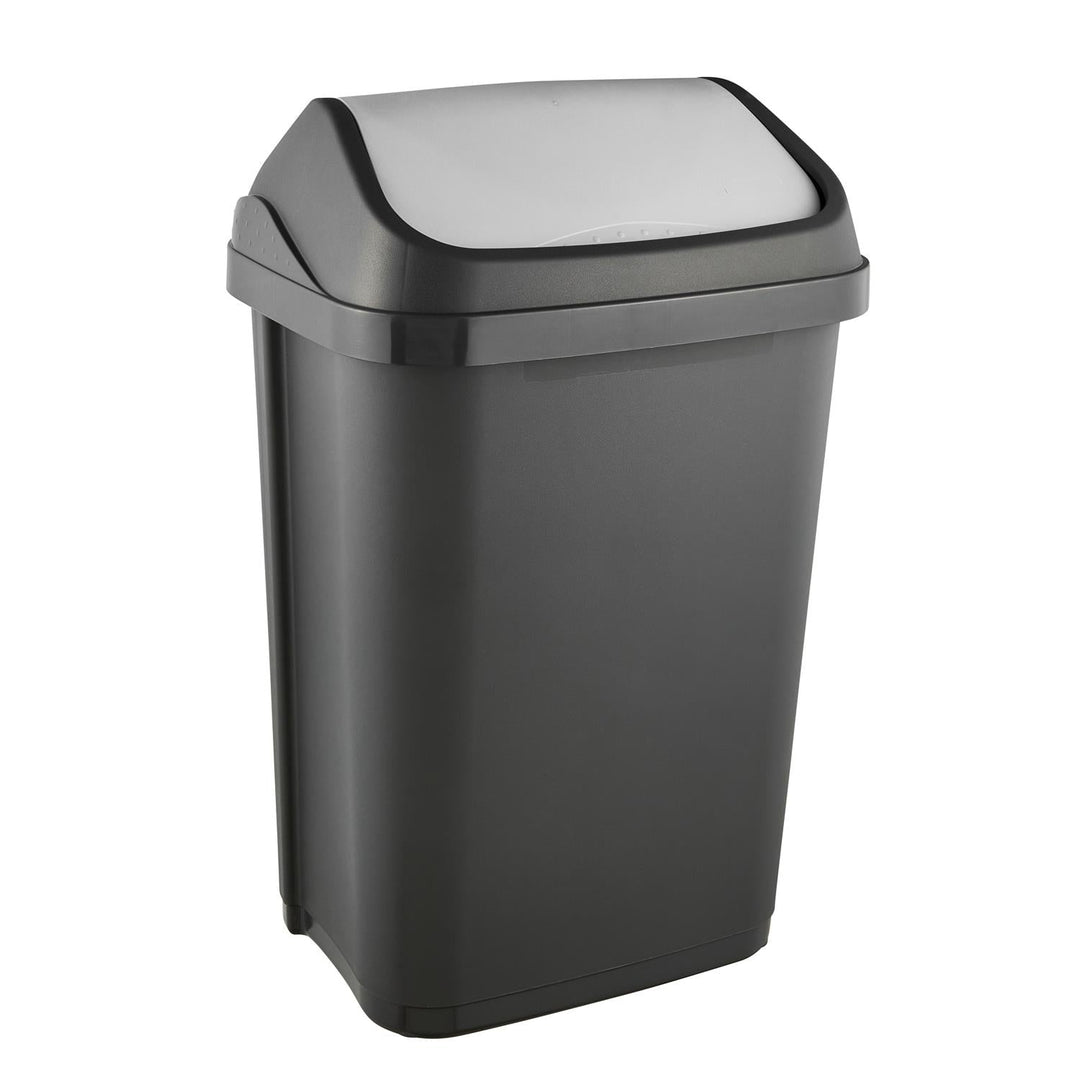 Keeeper Swantje 25L Waste Bin with Swing Lid Flap Trash Can Dustbin Home Indoor Graphite Grey Universal Hinged Lidded