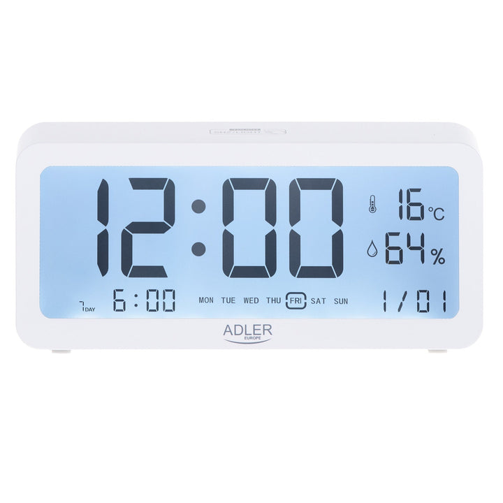Adler battery alarm clock, white, AD1195w with backlight