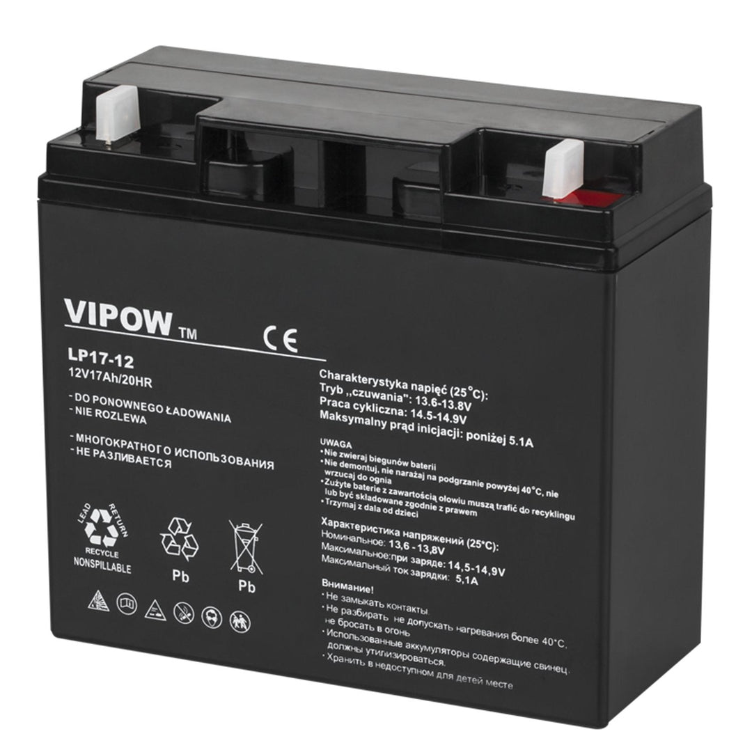 VIPOW BAT0212 Maintenance Free Battery 12V 17Ah Rechargeable AGM Gel