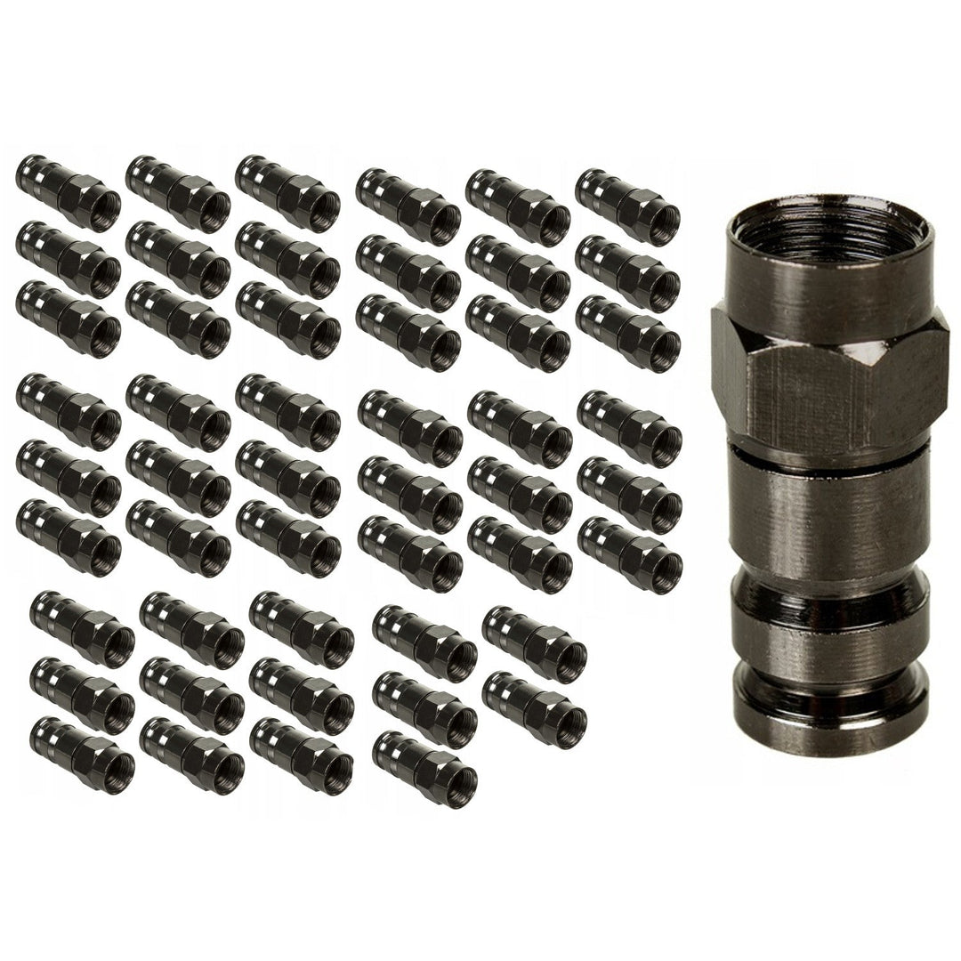 Maclean MCTV-916 50x F Compression Connector, RG-6, Professional, Nickel Plated, Black, Quick Connection