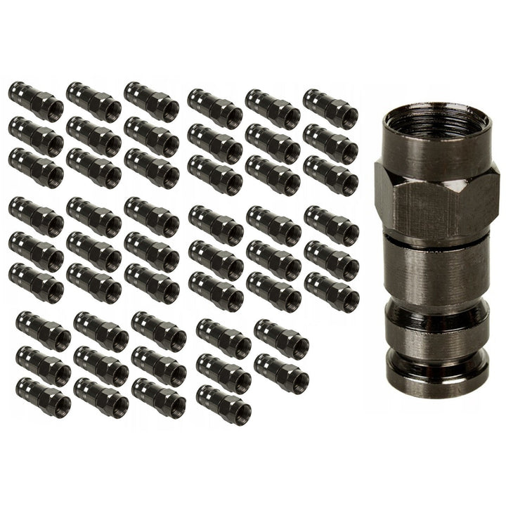 Maclean MCTV-916 50x F Compression Connector, RG-6, Professional, Nickel Plated, Black, Quick Connection