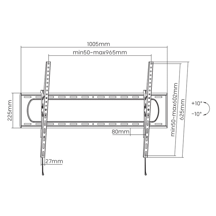 Maclean TV MC-750N Heavy Duty TV Wall Mount Bracket max. 120kg Flat Slim Tilting VESA 900x600 60-120" Black