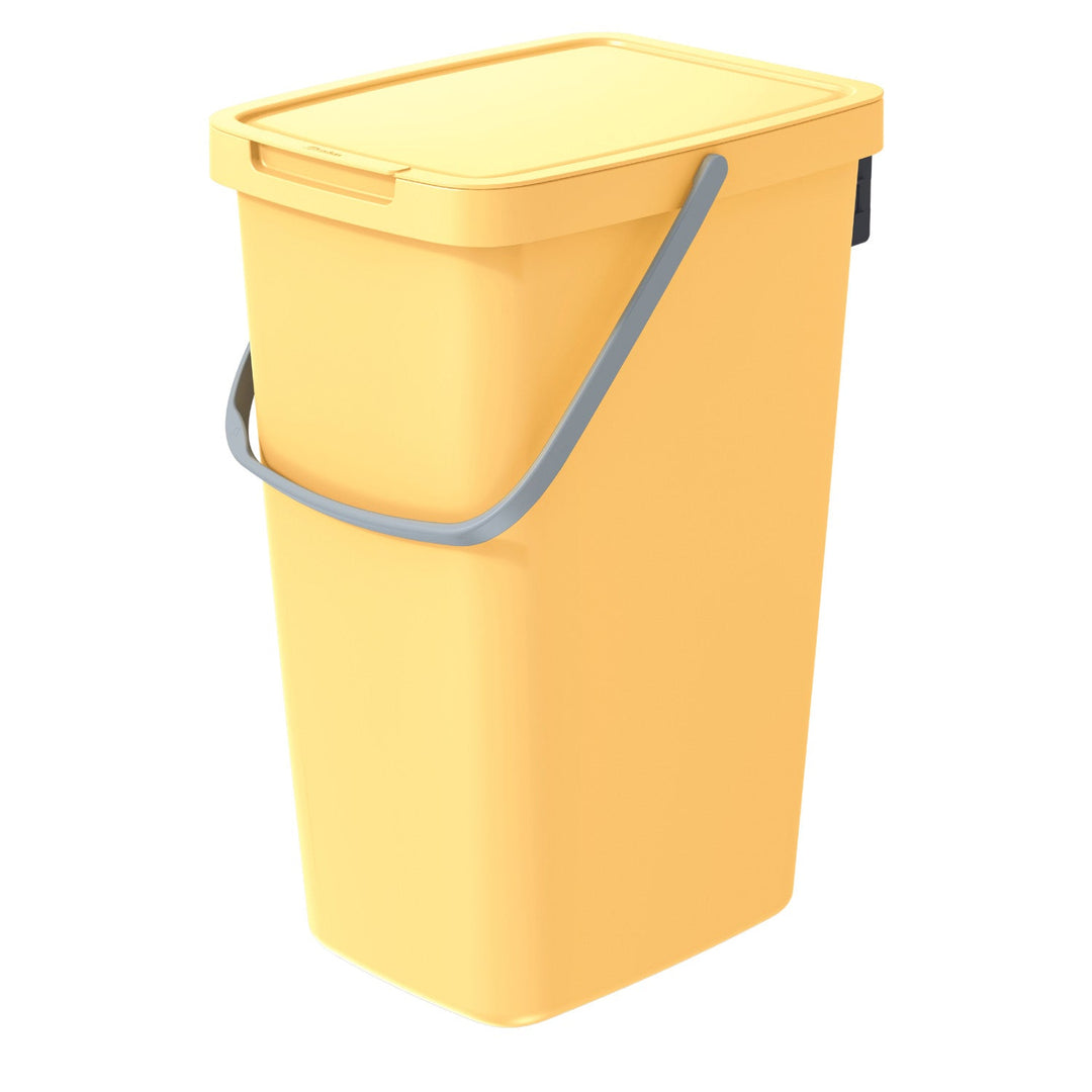 Keden Systema Q Sorting Waste Bin 20L Recycling Bin Separation Segregation Lidded with Handle Hanging Dustbin Garbage Can Slim Yellow Plastic Metal