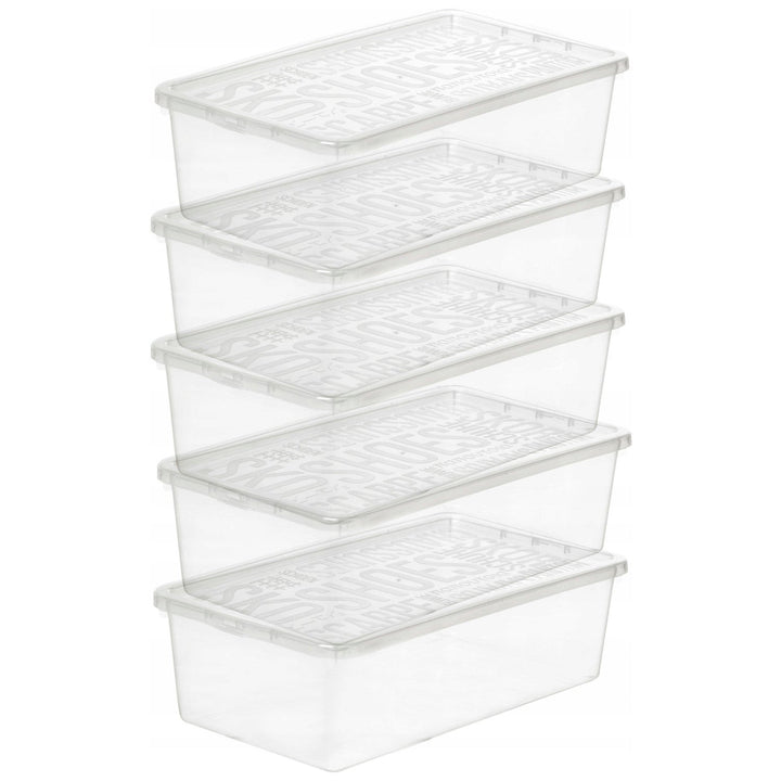 5 x 4L Shoe Container Set Lid Box Organizer Storage Transparent  345 x 190 x 96mm