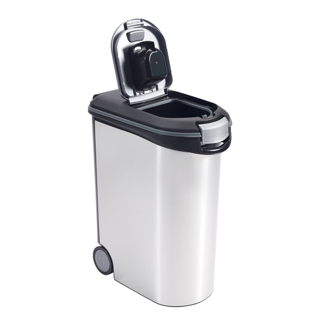 Curver PetLife 20kg silver food storage container.