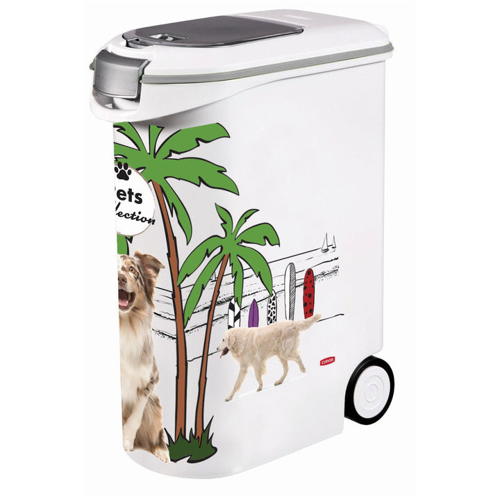 Curver PetLife 20kg Pet Food Storage Container Kibble Dog Cat Food Box with Lid Wheels Litter Sturdy