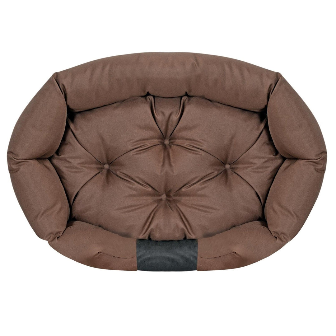 KingDog Prestige Dog Bed Pet Bed Oval Waterproof PVC Codura 100% Polyester Weight: 240gr/m2 130x105 cm Brown/black CODUOWAL130/105BRA