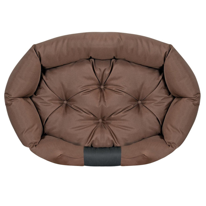 KingDog Prestige Dog Bed Pet Bed Oval Waterproof PVC Codura 100% Polyester Weight: 240gr/m2 130x105 cm Brown/black CODUOWAL130/105BRA