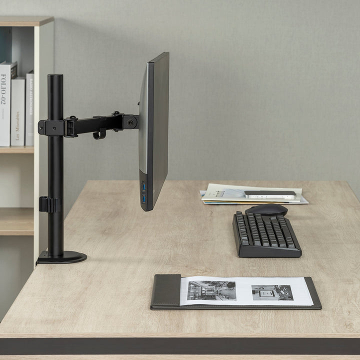 Maclean MC-572N LCD LED Monitor Desk Holder Mount Bracket Single Arm VESA 75x75 100x100 17-32" 9kg Adjustable
