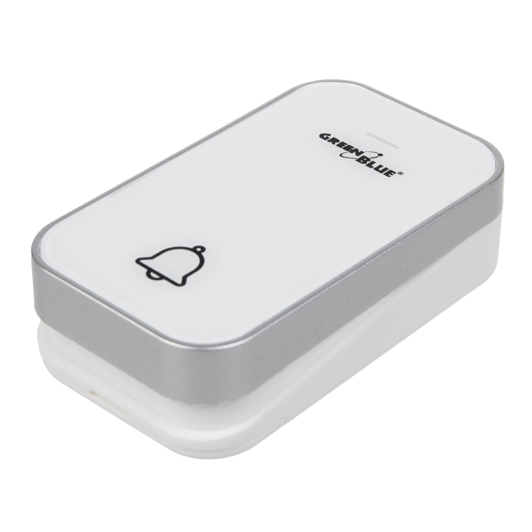 GreenBlue GB157 W Kinetic Battery-free Wireless Door Bell, Melodies, White, Range up to 200m, IP44