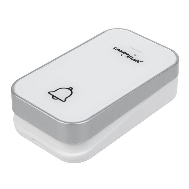 GreenBlue GB157 W Kinetic Battery-free Wireless Door Bell, Melodies, White, Range up to 200m, IP44