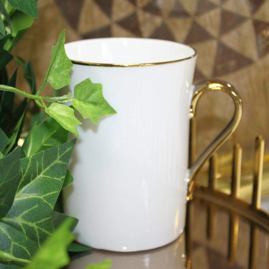 Queen Isabell W23GD53-06389 Porcelain Coffee Mug 250ml Coffee Cup White with Gold