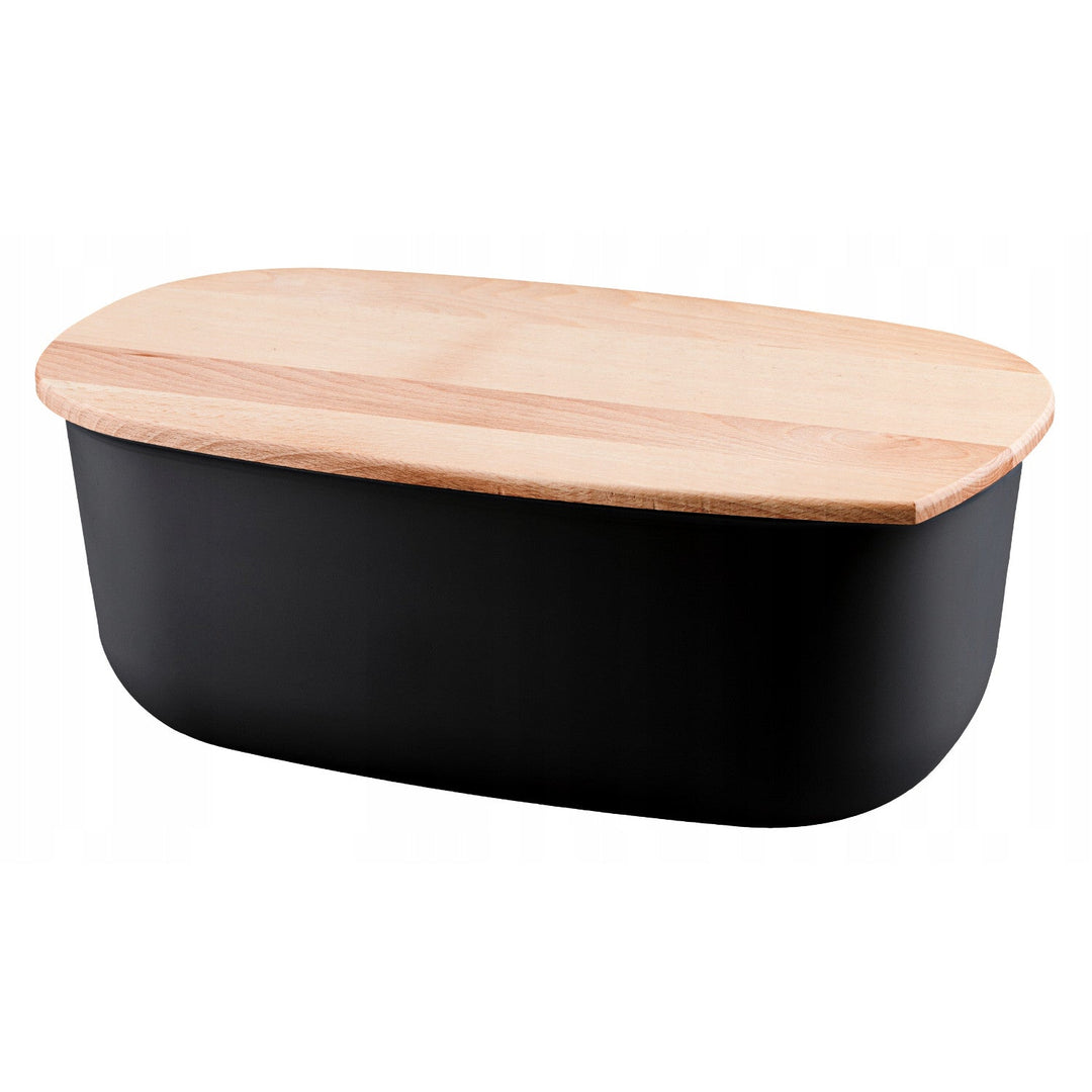 Practic elegant bread bin, beech wood, BFA Free, black