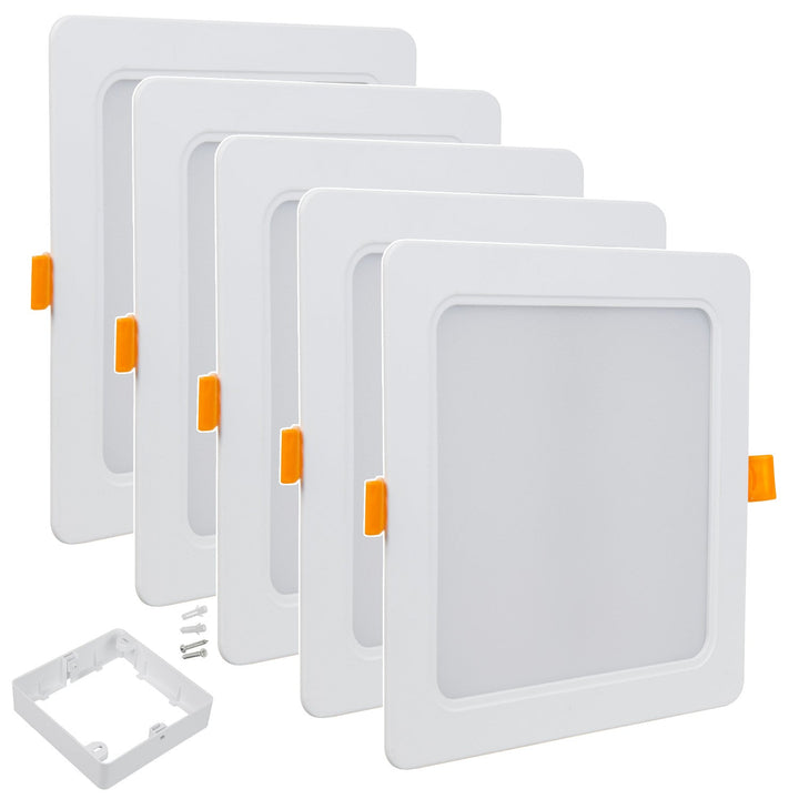 Maclean MCE374 S 5x LED ceiling panel, flush mounted SLIM, 18W, Neutral White 4000K, 170*170*26mm, 1800lm + Maclean MCE379 S 5 x surface adapter