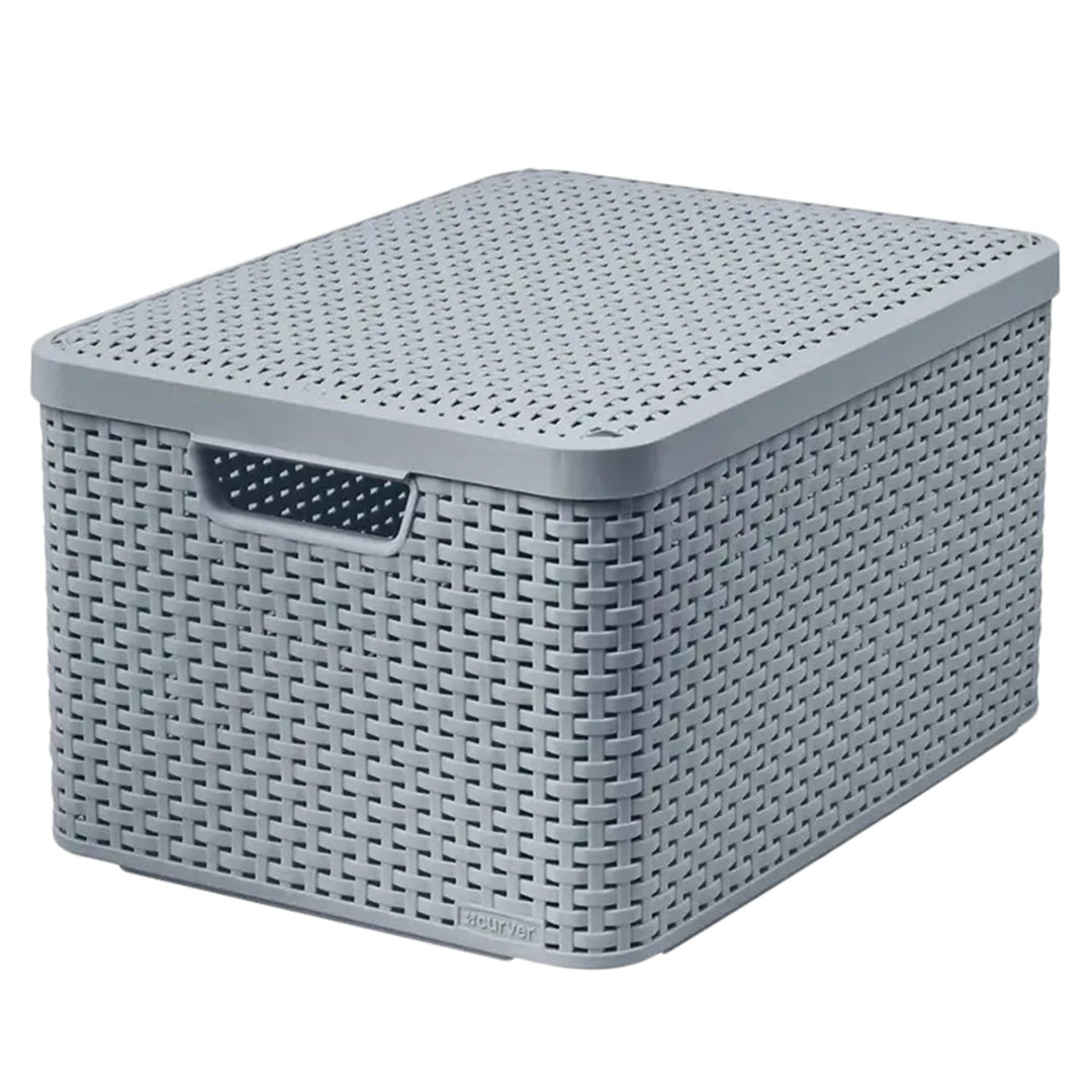 Curver basket with lid, multipurpose, 30 liters, light gray, Style L