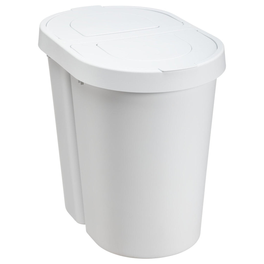 Plast Team Seattle Swing rubbish bin trash garbage can, tilt lid, double, white, 2 x 25 l