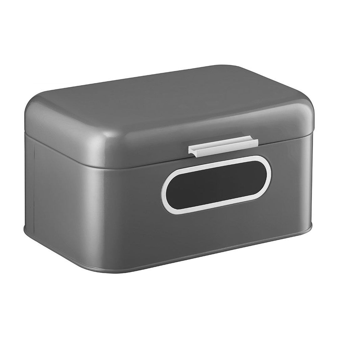 Ambition breadbox, steel, grey, with glass, 30 cm, Nordic
