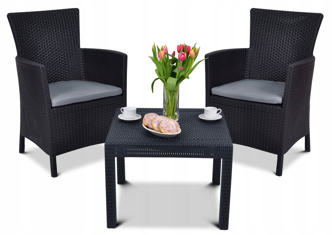 Curver Outdoor Rosario Balcony Graphite, Set of Garden Furniture: 2 Chairs + Table