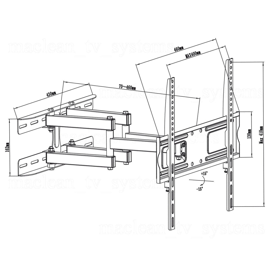 Maclean TV or monitor mount, universal, max VESA 400x400, 26-65", 30kg, black, MC-760