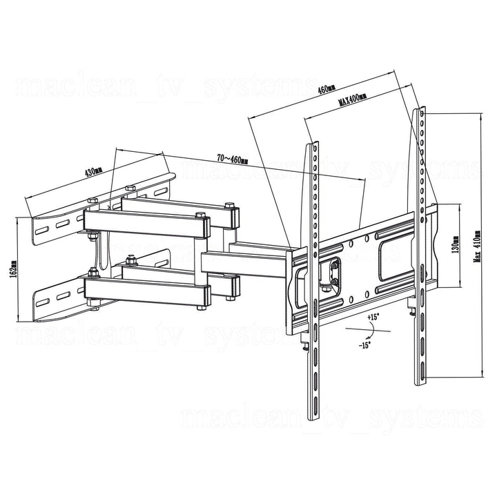 Maclean TV or monitor mount, universal, max VESA 400x400, 26-65", 30kg, black, MC-760