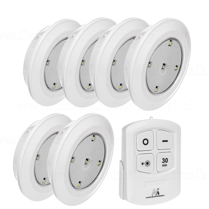 Maclean Energy MCE165 6 x LED Lamps Light Set 6 PCS Remote Control AAA Battery