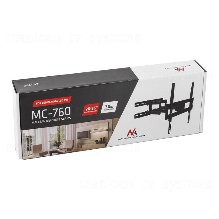 Maclean TV or monitor mount, universal, max VESA 400x400, 26-65", 30kg, black, MC-760