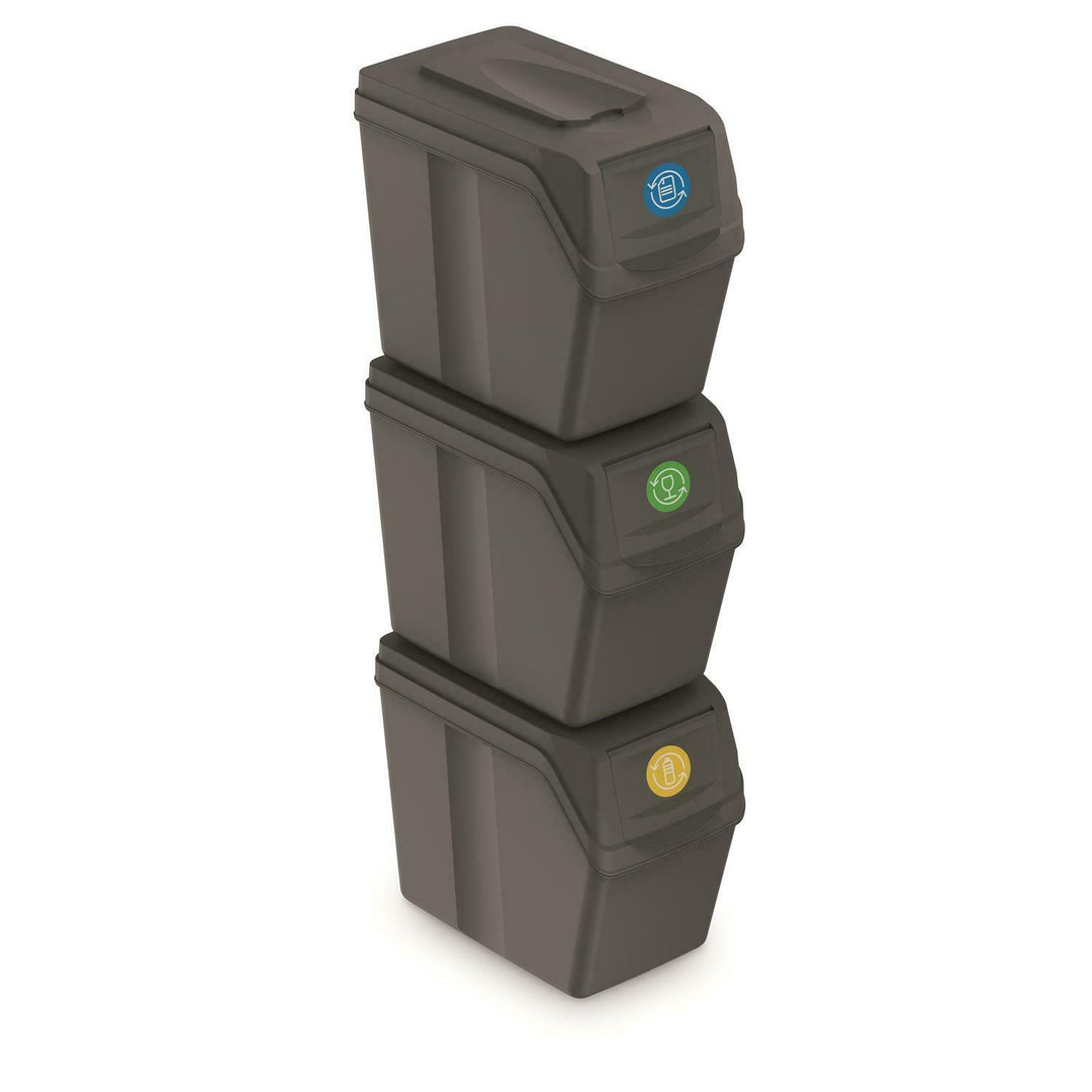 Sortibox 3x20L Gray Recycling Bin Set ISWB20S3 - Efficient Waste Sorting Solution